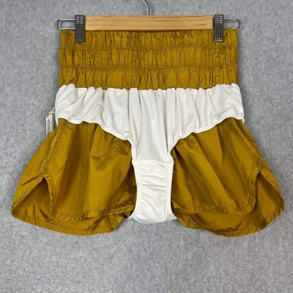 Free People Movement Size Small Gold The Way‎ Home Shorts Athleisure Running